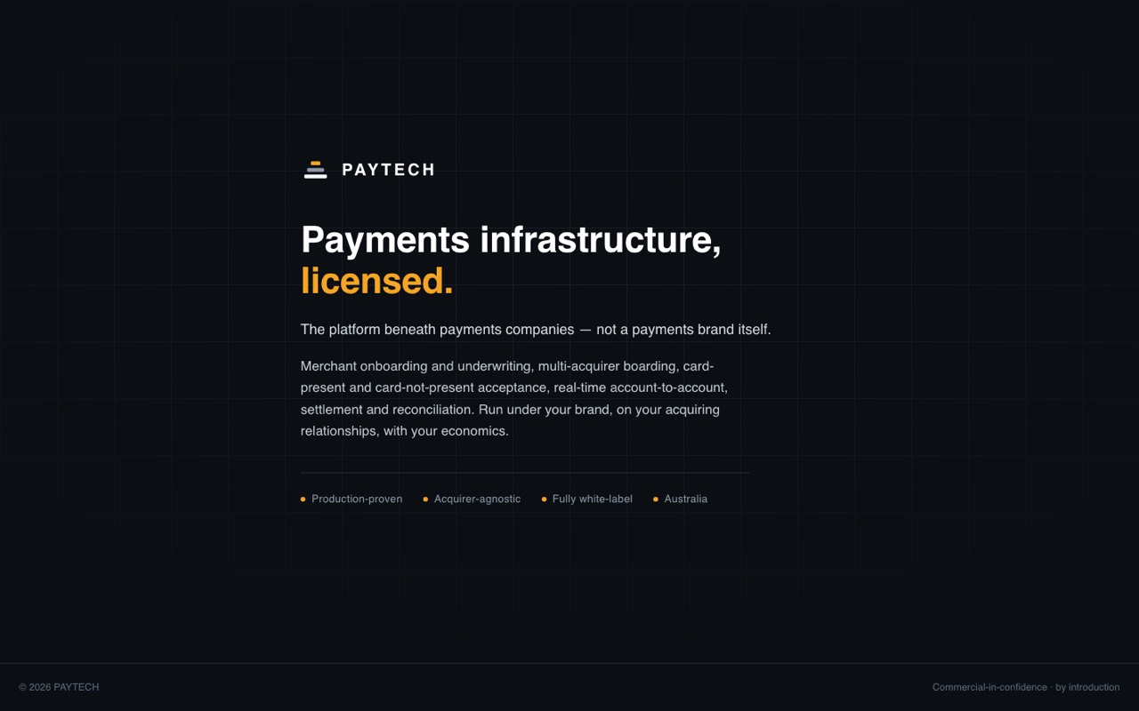 The PAYTECH website, shown whole
